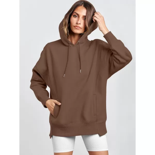 imageANRABESS Womens Oversized Hoodies Fleece Casual Drop Shoulder Athletic Sweatshirts Long Sleeve Pullover 2023 Trendy TopCoffee