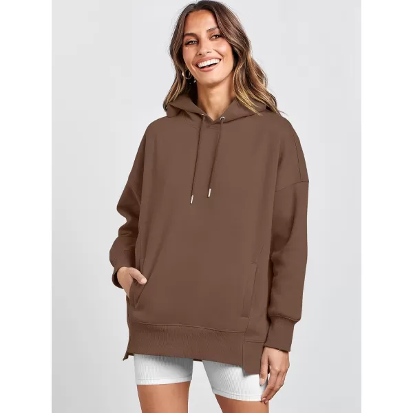 imageANRABESS Womens Oversized Hoodies Fleece Casual Drop Shoulder Athletic Sweatshirts Long Sleeve Pullover 2023 Trendy TopCoffee