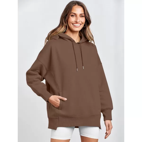 imageANRABESS Womens Oversized Hoodies Fleece Casual Drop Shoulder Athletic Sweatshirts Long Sleeve Pullover 2023 Trendy TopCoffee
