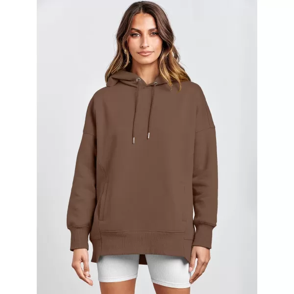 imageANRABESS Womens Oversized Hoodies Fleece Casual Drop Shoulder Athletic Sweatshirts Long Sleeve Pullover 2023 Trendy TopCoffee