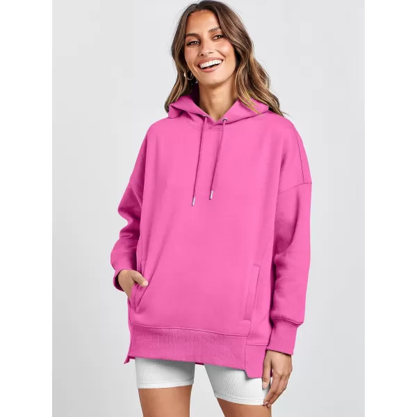 imageANRABESS Womens Oversized Hoodies Fleece Casual Drop Shoulder Athletic Sweatshirts Long Sleeve Pullover 2023 Trendy TopHot Pink