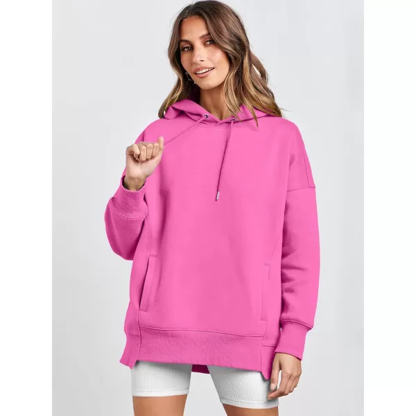 imageANRABESS Womens Oversized Hoodies Fleece Casual Drop Shoulder Athletic Sweatshirts Long Sleeve Pullover 2023 Trendy TopHot Pink