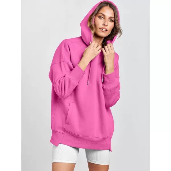imageANRABESS Womens Oversized Hoodies Fleece Casual Drop Shoulder Athletic Sweatshirts Long Sleeve Pullover 2023 Trendy TopHot Pink