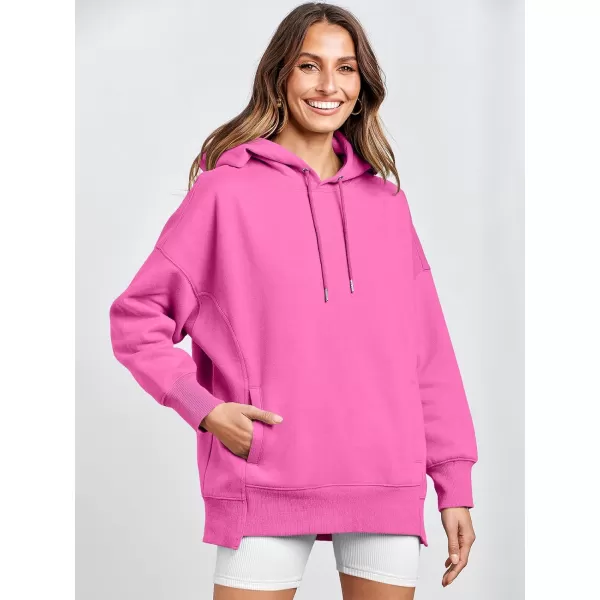 imageANRABESS Womens Oversized Hoodies Fleece Casual Drop Shoulder Athletic Sweatshirts Long Sleeve Pullover 2023 Trendy TopHot Pink