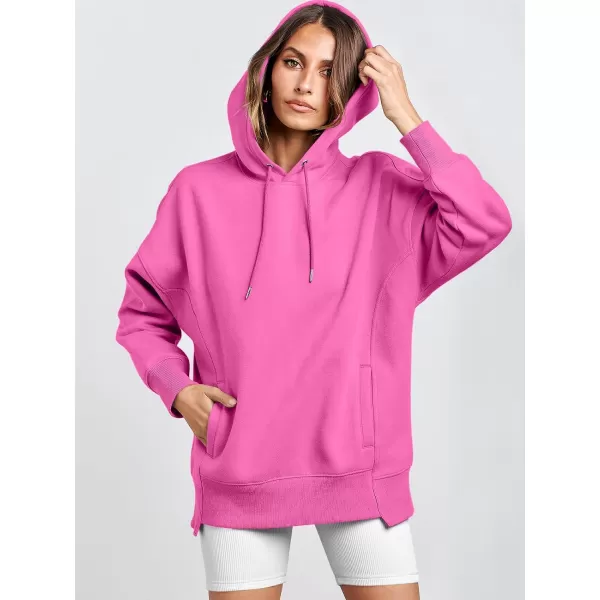 imageANRABESS Womens Oversized Hoodies Fleece Casual Drop Shoulder Athletic Sweatshirts Long Sleeve Pullover 2023 Trendy TopHot Pink