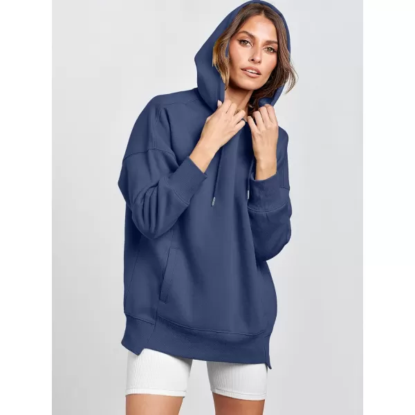 imageANRABESS Womens Oversized Hoodies Fleece Casual Drop Shoulder Athletic Sweatshirts Long Sleeve Pullover 2023 Trendy TopIndigo