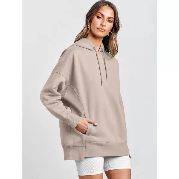 imageANRABESS Womens Oversized Hoodies Fleece Casual Drop Shoulder Athletic Sweatshirts Long Sleeve Pullover 2023 Trendy TopLight Khaki