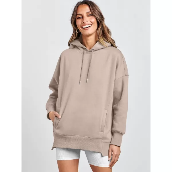 imageANRABESS Womens Oversized Hoodies Fleece Casual Drop Shoulder Athletic Sweatshirts Long Sleeve Pullover 2023 Trendy TopLight Khaki