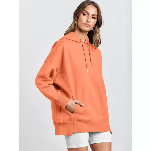 imageANRABESS Womens Oversized Hoodies Fleece Casual Drop Shoulder Athletic Sweatshirts Long Sleeve Pullover 2023 Trendy TopOrange