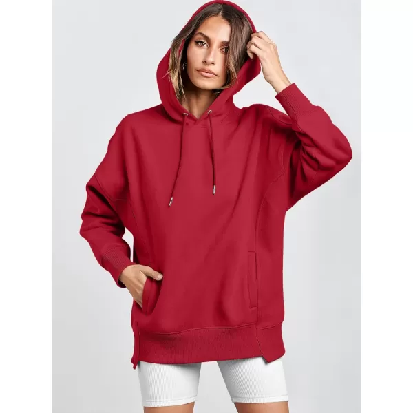 imageANRABESS Womens Oversized Hoodies Fleece Casual Drop Shoulder Athletic Sweatshirts Long Sleeve Pullover 2023 Trendy TopRed