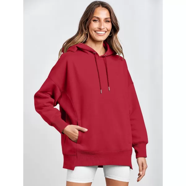 imageANRABESS Womens Oversized Hoodies Fleece Casual Drop Shoulder Athletic Sweatshirts Long Sleeve Pullover 2023 Trendy TopRed
