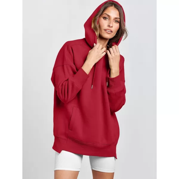 imageANRABESS Womens Oversized Hoodies Fleece Casual Drop Shoulder Athletic Sweatshirts Long Sleeve Pullover 2023 Trendy TopRed