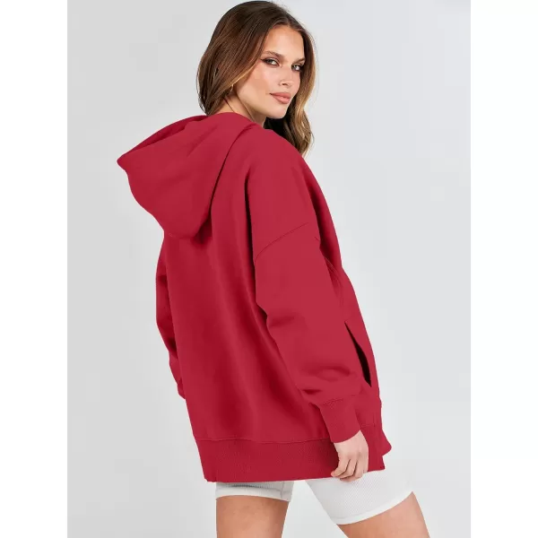 imageANRABESS Womens Oversized Hoodies Fleece Casual Drop Shoulder Athletic Sweatshirts Long Sleeve Pullover 2023 Trendy TopRed