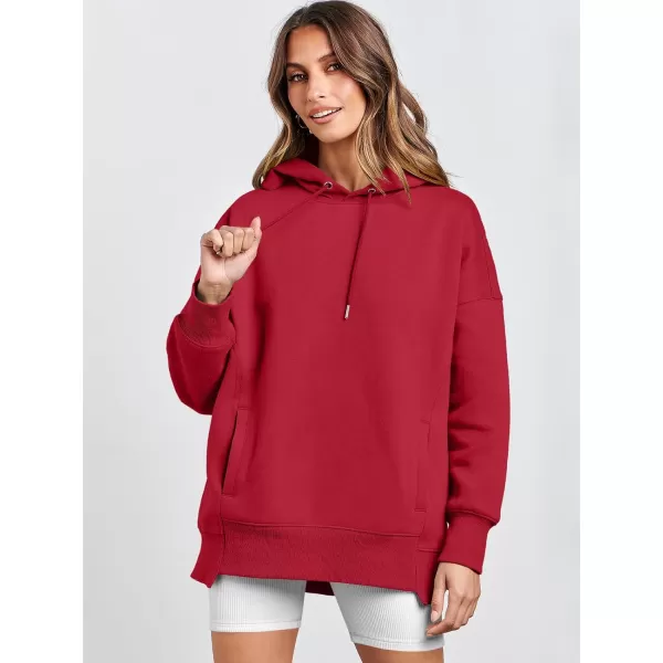 imageANRABESS Womens Oversized Hoodies Fleece Casual Drop Shoulder Athletic Sweatshirts Long Sleeve Pullover 2023 Trendy TopRed