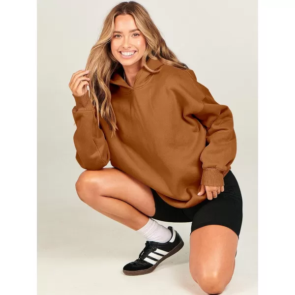 imageANRABESS Womens Oversized Hoodies Fleece Hooded Sweatshirts Casual Long Sleeve Pullover Loose 2023 Fall ClothesRust