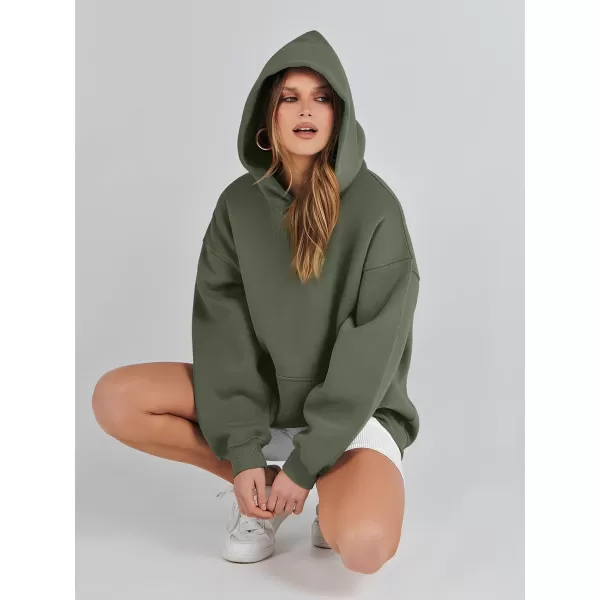 imageANRABESS Womens Oversized Hoodies Fleece Sweatshirts Long Sleeve Hooded Pullover Winter Clothes with PocketArmy Green