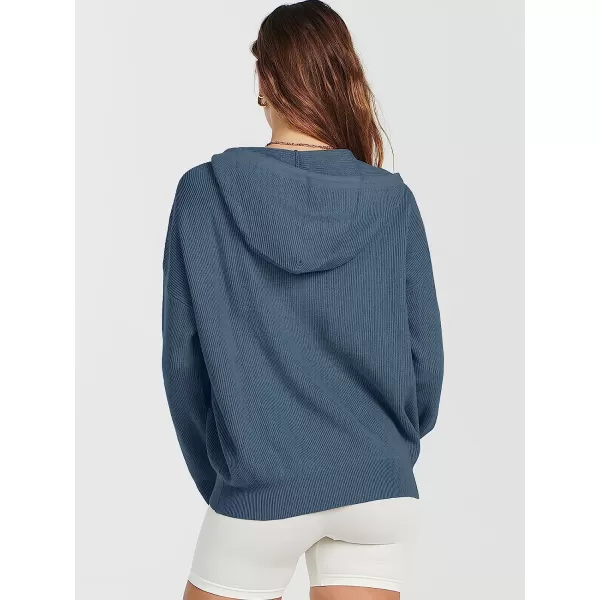 imageANRABESS Womens Oversized Hoodies Sweater Long Sleeve Zip Up Casual Ribbed Knit Drawstring Hooded Sweatshirt Jacket CoatDusty Blue