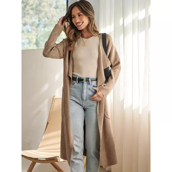 imageANRABESS Womens Oversized Lightweight Cardigan Long Warm Wool Coat Soft Coatigan Long Sleeve Sweaters OutwearDark Apricot