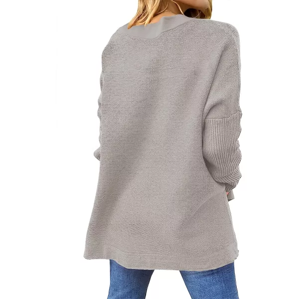 imageANRABESS Womens Oversized Long Batwing Sleeve Round Neck Spilt High Low Hem Knit Tunic Pullover Sweater TopsSilver