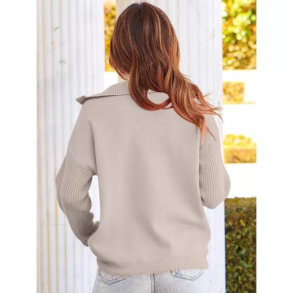 imageANRABESS Womens Oversized Long Sleeve Half Zipper Collared High Neck Pullover Sweatshirt Sweater PocketsGray