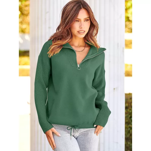 imageANRABESS Womens Oversized Long Sleeve Half Zipper Collared High Neck Pullover Sweatshirt Sweater PocketsGray Green