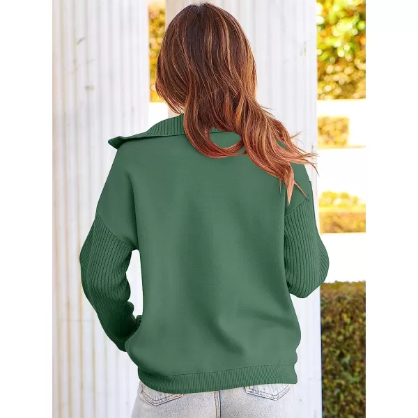 imageANRABESS Womens Oversized Long Sleeve Half Zipper Collared High Neck Pullover Sweatshirt Sweater PocketsGray Green