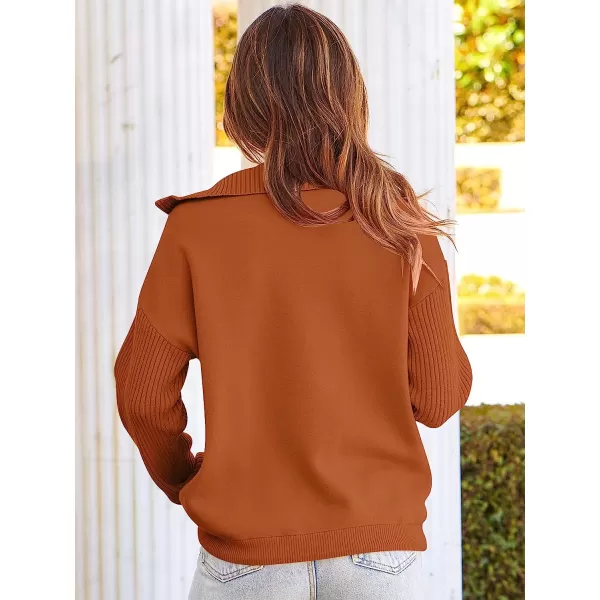 imageANRABESS Womens Oversized Long Sleeve Half Zipper Collared High Neck Pullover Sweatshirt Sweater PocketsOrange