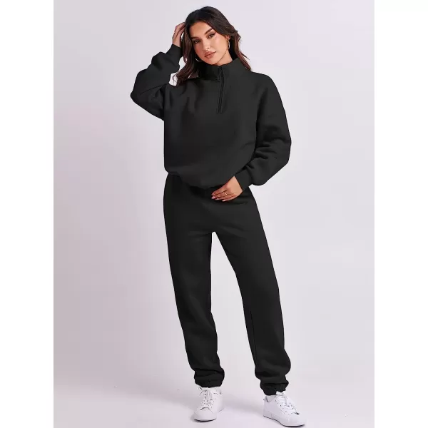 imageANRABESS Womens Oversized Long Sleeve Lounge Sets Casual Top and Pants 2 Piece Outfits Sweatsuit with Pockets01black