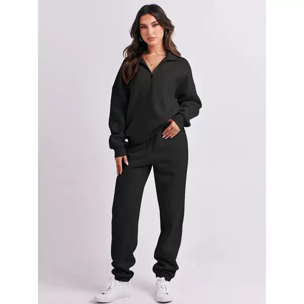 imageANRABESS Womens Oversized Long Sleeve Lounge Sets Casual Top and Pants 2 Piece Outfits Sweatsuit with Pockets01black