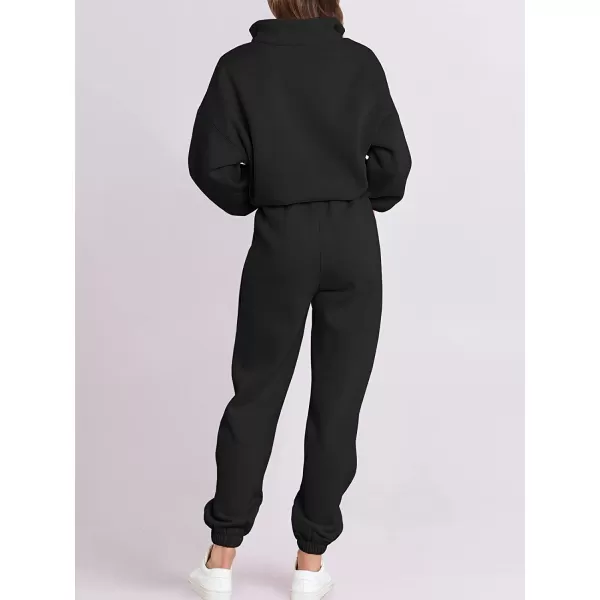 imageANRABESS Womens Oversized Long Sleeve Lounge Sets Casual Top and Pants 2 Piece Outfits Sweatsuit with Pockets01black