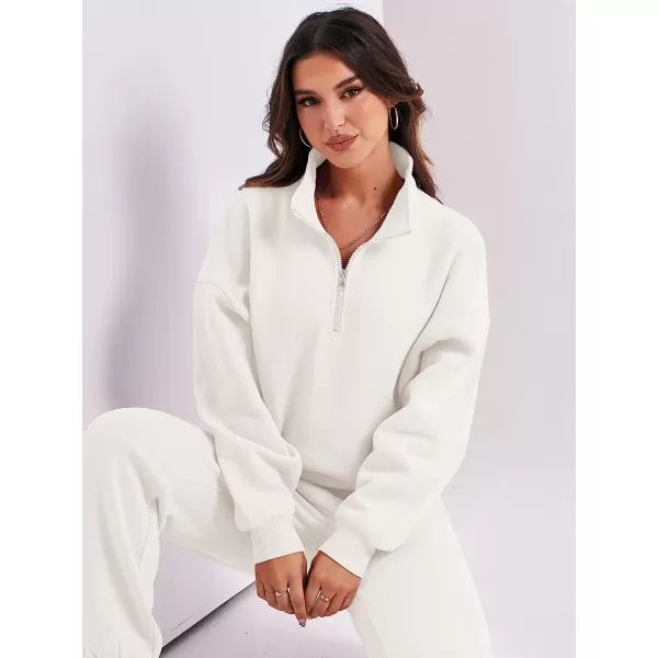 imageANRABESS Womens Oversized Long Sleeve Lounge Sets Casual Top and Pants 2 Piece Outfits Sweatsuit with Pockets02white