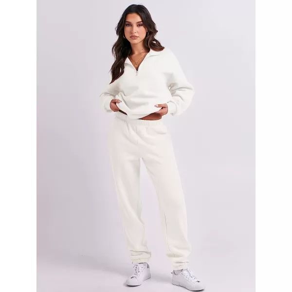 imageANRABESS Womens Oversized Long Sleeve Lounge Sets Casual Top and Pants 2 Piece Outfits Sweatsuit with Pockets02white