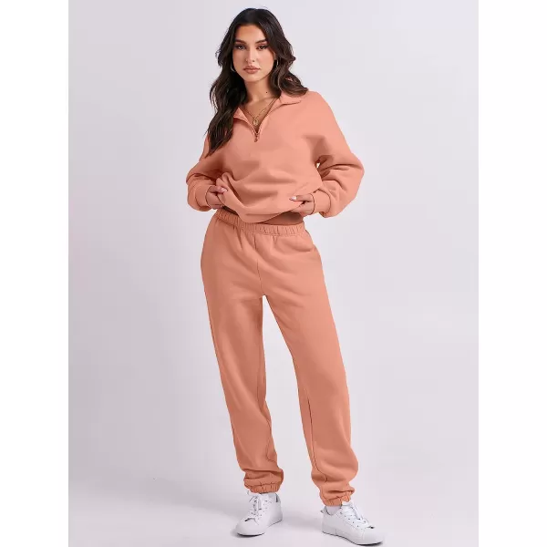 imageANRABESS Womens Oversized Long Sleeve Lounge Sets Casual Top and Pants 2 Piece Outfits Sweatsuit with Pockets04pink