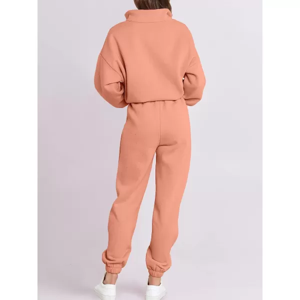 imageANRABESS Womens Oversized Long Sleeve Lounge Sets Casual Top and Pants 2 Piece Outfits Sweatsuit with Pockets04pink