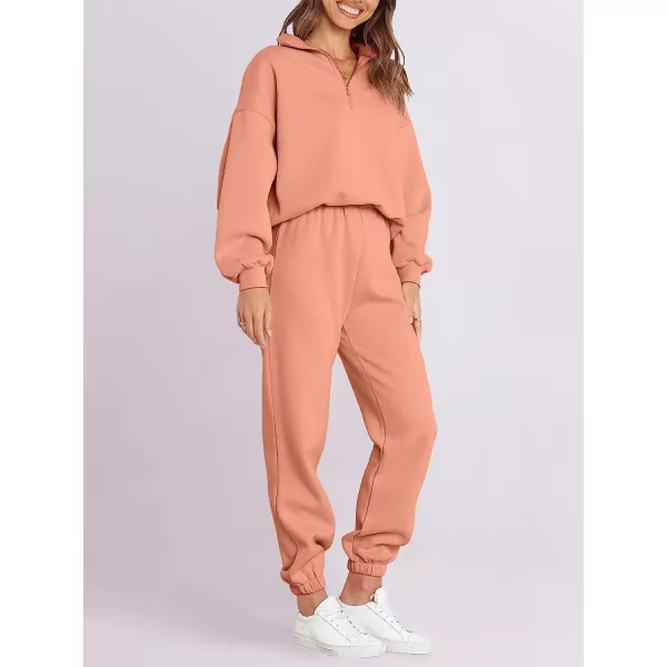 imageANRABESS Womens Oversized Long Sleeve Lounge Sets Casual Top and Pants 2 Piece Outfits Sweatsuit with Pockets04pink