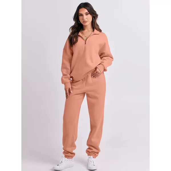 imageANRABESS Womens Oversized Long Sleeve Lounge Sets Casual Top and Pants 2 Piece Outfits Sweatsuit with Pockets04pink
