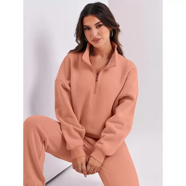 imageANRABESS Womens Oversized Long Sleeve Lounge Sets Casual Top and Pants 2 Piece Outfits Sweatsuit with Pockets04pink
