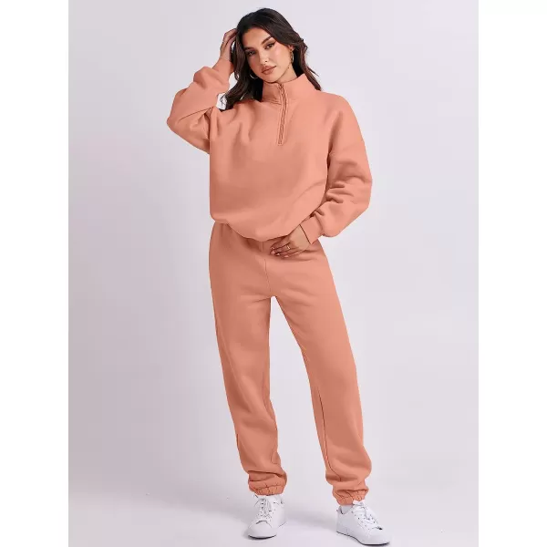 imageANRABESS Womens Oversized Long Sleeve Lounge Sets Casual Top and Pants 2 Piece Outfits Sweatsuit with Pockets04pink
