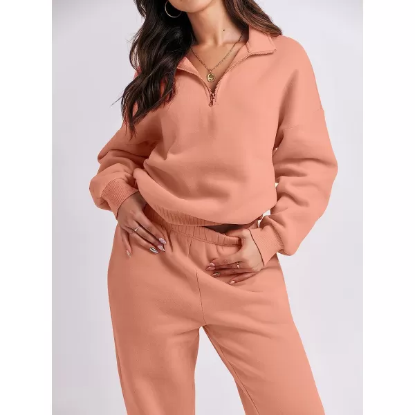 imageANRABESS Womens Oversized Long Sleeve Lounge Sets Casual Top and Pants 2 Piece Outfits Sweatsuit with Pockets04pink