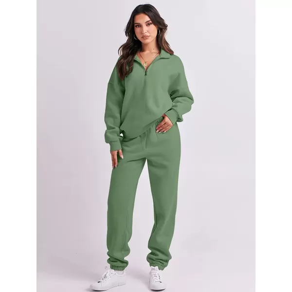 imageANRABESS Womens Oversized Long Sleeve Lounge Sets Casual Top and Pants 2 Piece Outfits Sweatsuit with Pockets06greeen