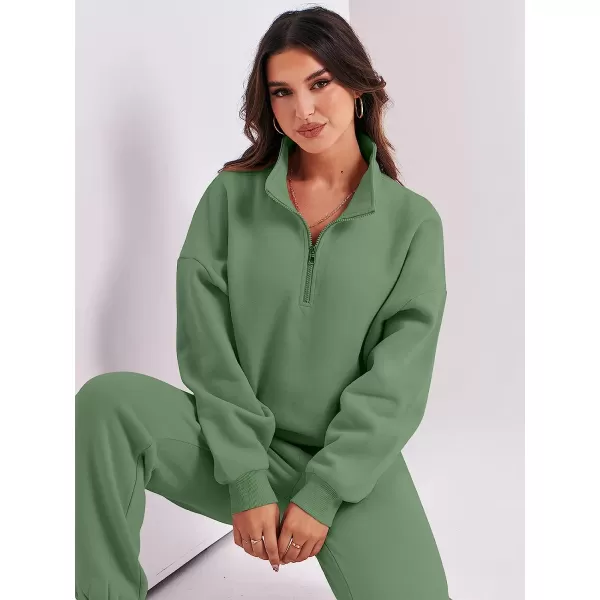imageANRABESS Womens Oversized Long Sleeve Lounge Sets Casual Top and Pants 2 Piece Outfits Sweatsuit with Pockets06greeen