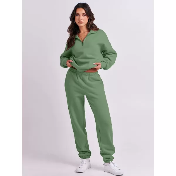 imageANRABESS Womens Oversized Long Sleeve Lounge Sets Casual Top and Pants 2 Piece Outfits Sweatsuit with Pockets06greeen