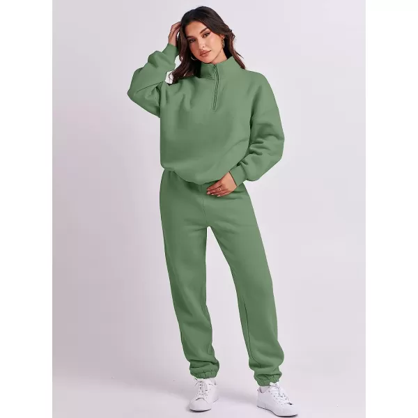 imageANRABESS Womens Oversized Long Sleeve Lounge Sets Casual Top and Pants 2 Piece Outfits Sweatsuit with Pockets06greeen