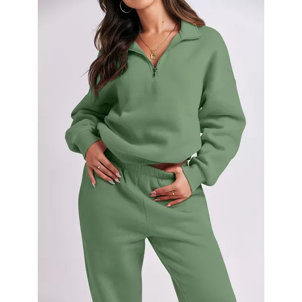 imageANRABESS Womens Oversized Long Sleeve Lounge Sets Casual Top and Pants 2 Piece Outfits Sweatsuit with Pockets06greeen