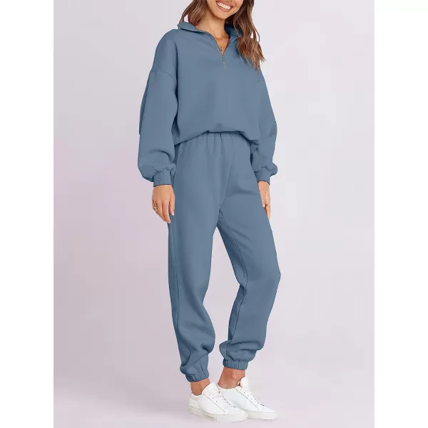 imageANRABESS Womens Oversized Long Sleeve Lounge Sets Casual Top and Pants 2 Piece Outfits Sweatsuit with Pockets07blue