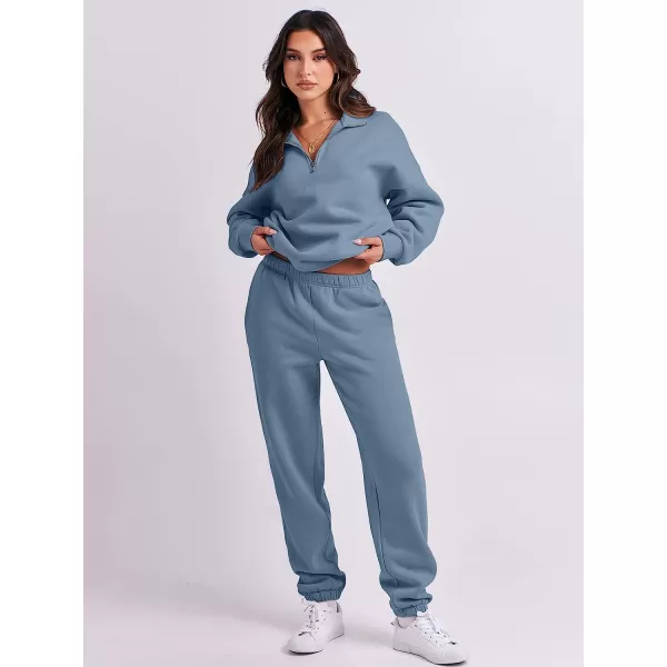 imageANRABESS Womens Oversized Long Sleeve Lounge Sets Casual Top and Pants 2 Piece Outfits Sweatsuit with Pockets07blue