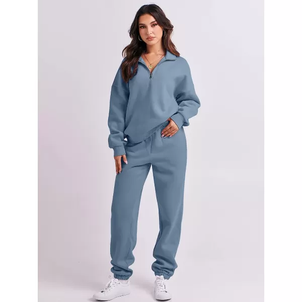 imageANRABESS Womens Oversized Long Sleeve Lounge Sets Casual Top and Pants 2 Piece Outfits Sweatsuit with Pockets07blue