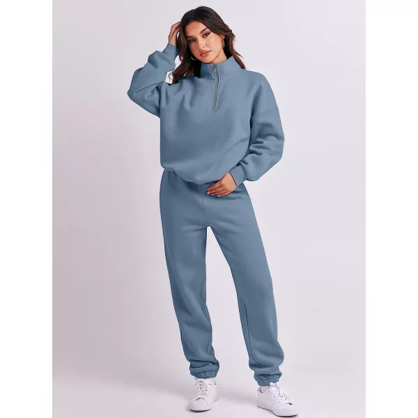 imageANRABESS Womens Oversized Long Sleeve Lounge Sets Casual Top and Pants 2 Piece Outfits Sweatsuit with Pockets07blue