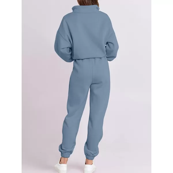 imageANRABESS Womens Oversized Long Sleeve Lounge Sets Casual Top and Pants 2 Piece Outfits Sweatsuit with Pockets07blue
