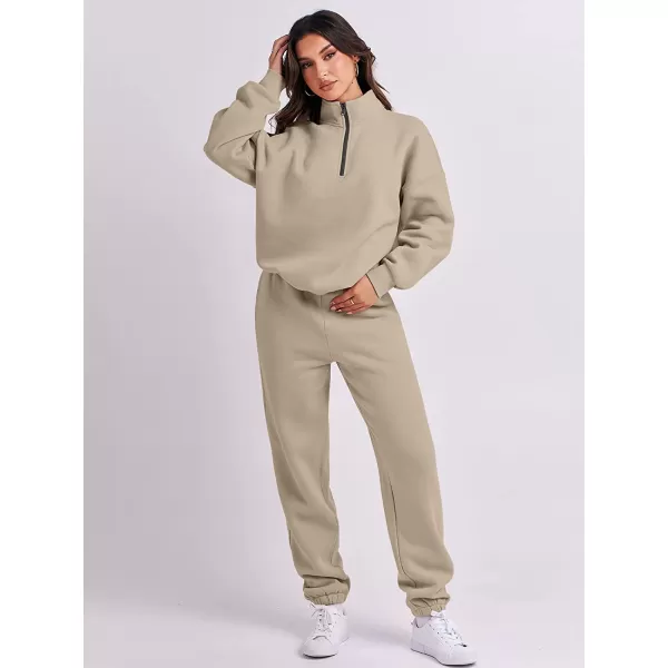imageANRABESS Womens Oversized Long Sleeve Lounge Sets Casual Top and Pants 2 Piece Outfits Sweatsuit with Pockets08brown